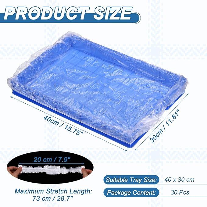 Disposable Bird Cage Liners, Clear Plastic Cage Liners for 16x12 Inch Pallets Tray Universal Elastic Film, (30 Pcs), Intended for Parakeet/Cockatiels/Rabbit/Guinea Pig