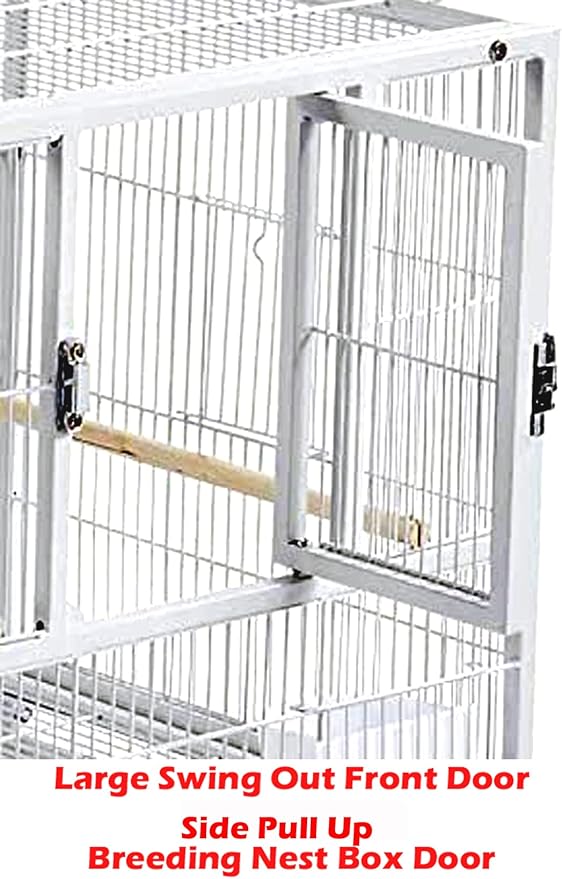 1/2/3-Combo Stacker Center Divided Breeder Breeding Bird Flight Double Rolling Cage for Aviaries Canaries Cockatiels Lovebirds Finches Budgies Small Parrots (White Vein, Two Stacker)