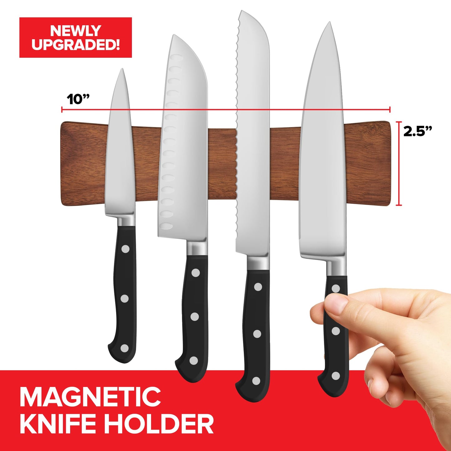 Modern Innovations 12 Inch Stainless Steel Magnetic Knife Bar with Multipurpose Use as Knife Holder, Knife Rack, Knife Strip, Kitchen Utensil Holder, Tool Holder, Art Supply Organizer, Home Organizer