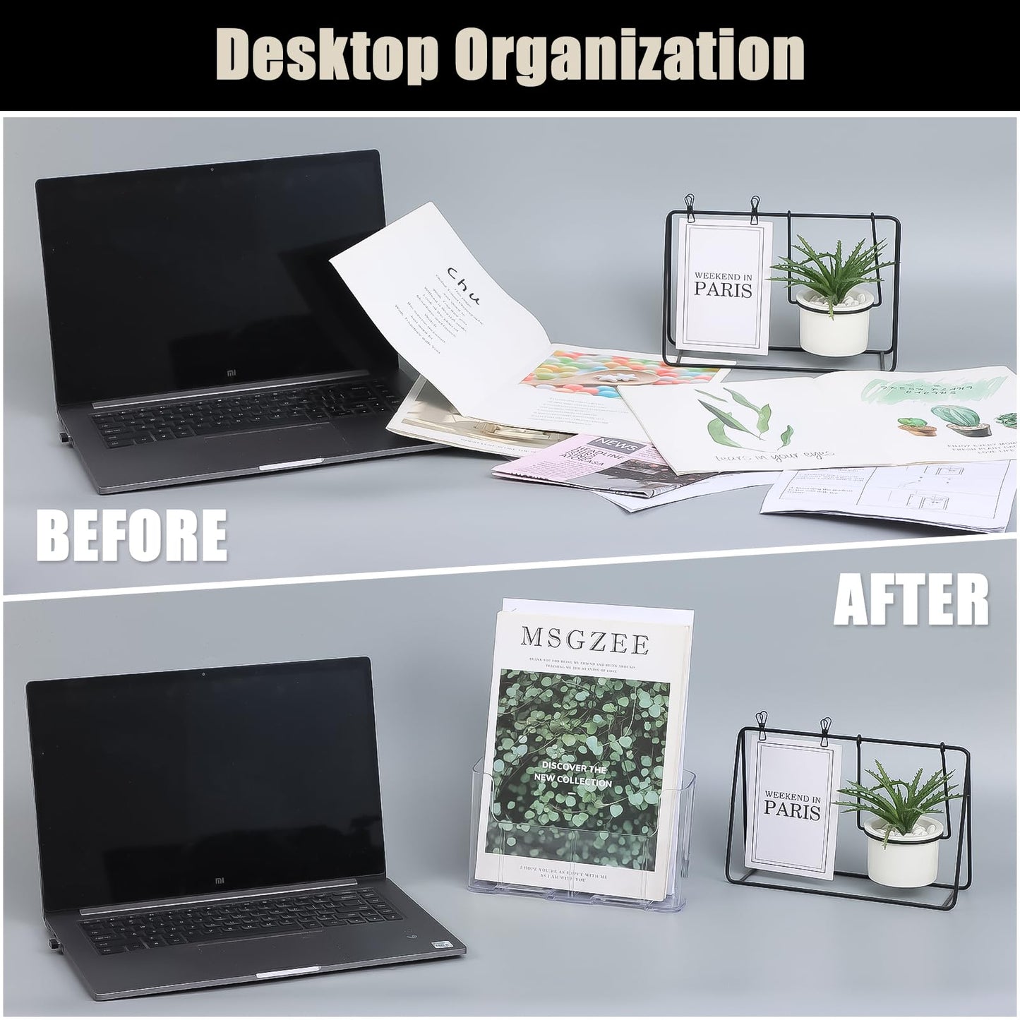 xydstay Acrylic Brochure Holder 8.5x11 Inches Slant Back Design, Clear Display Stand, Plastic Table Stand Sign Holder,Pamphlet Holder Flyer Holder, Acrylic Display Stand, Acrylic Table Signs Plastic Paper Holder for Office, Home, Store, 4 Pack