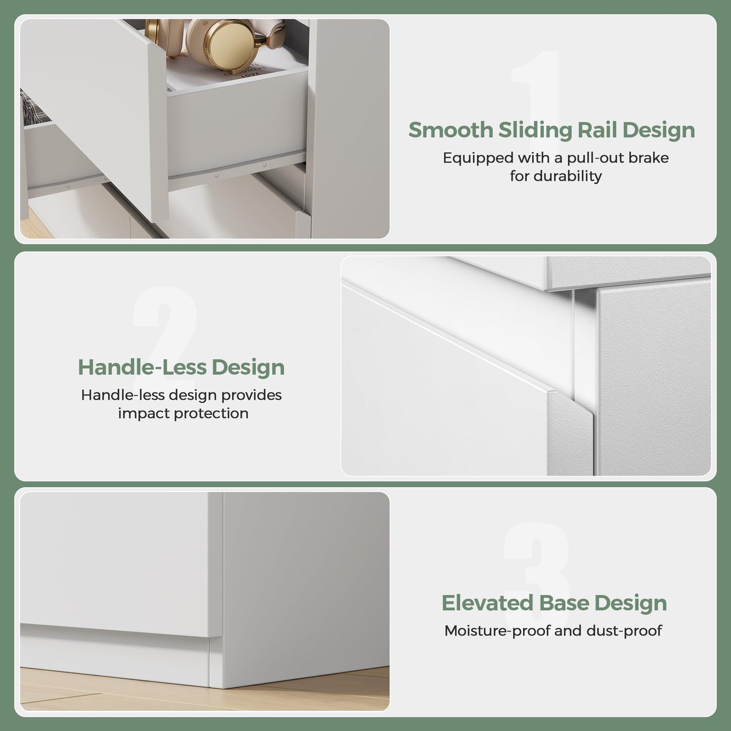 Jocoevol Modern White 9 Drawer Dresser for Bedroom, Simply Chest of Drawers, Wood Storage Dresser with Deep Drawers for Living Room Hallway Entryway (White)