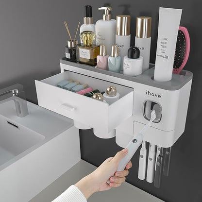 iHave Toothbrush Holders for Bathrooms, 3 Cups Toothbrush Holder Wall Mounted