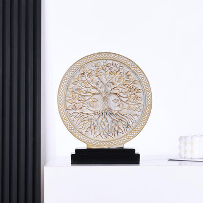 DOVDOV Circular Tree of Life Decorative Sculpture, Wood-Effect Home Decor Statue, Modern Art Home Decor Suitable for Office Bookshelves, Coffee Tables, and countertops as Decorative Accents.