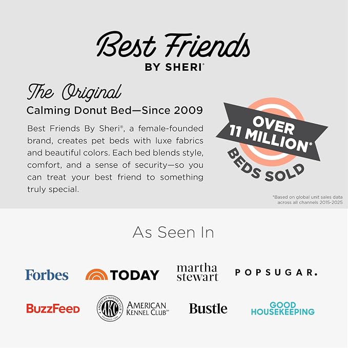Best Friends by Sheri The Original Calming Donut Dog Bed for Small Dogs up to 25 lbs, Shag Faux Fur, Dark Chocolate, 23" x 23"