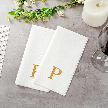 Luxenap 15.8 X 7.9 Inch Linen-Feel Guest Towels, 50 Lettered Hand Towels