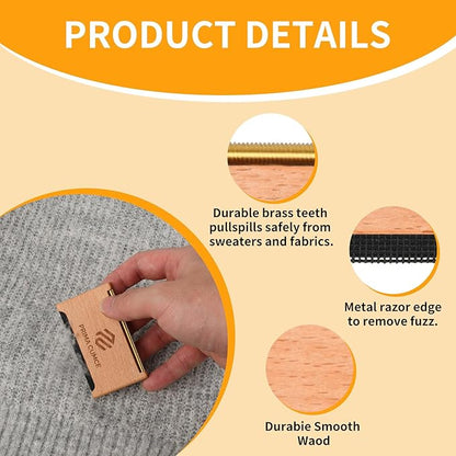 Wooden Cashmere Comb for Knits, Wool & Delicate Fabrics – Manual Fabric Shaver