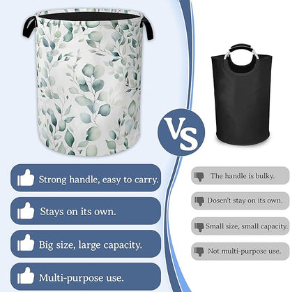 Eucalyptus Spring Botanical Laundry Basket, Foldable Oxford Cloth Laundry Hamper