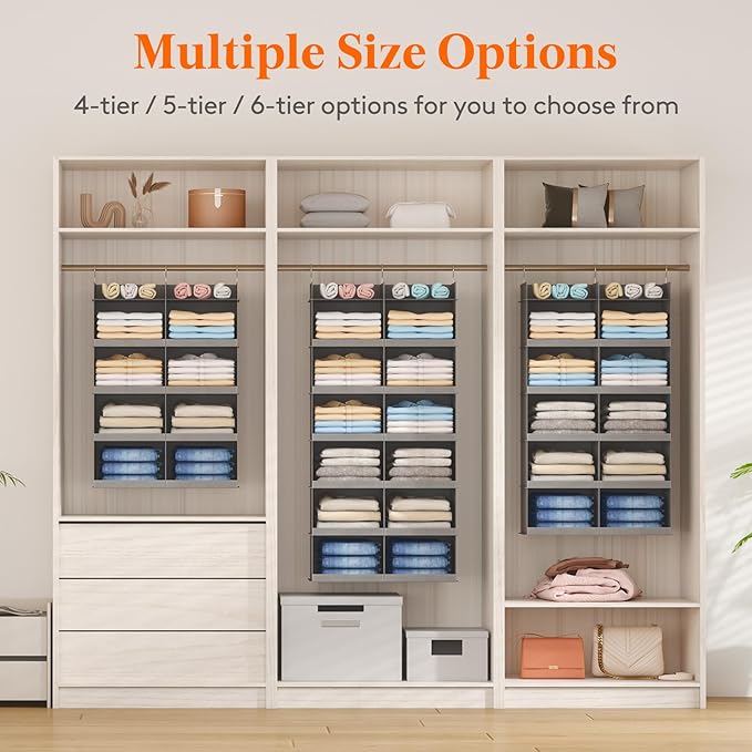 Lifewit Dual-Row Shelf Hanging Closet Organizer and Storage, Clothes Shelves