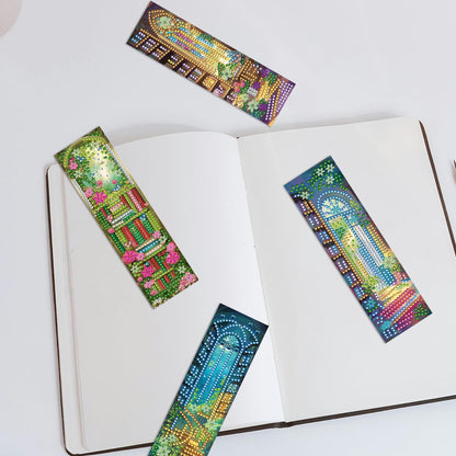 FREEBLOSS 8 Set Diamond Art Kits Bookmarks Flower Library Pattern Diamond Painting Bookmark DIY Book Makers Kits Arts and Crafts for Gift Book Lovers 2.3x7.7