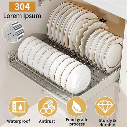 Pull Out Cabinet Organizer Fixed With Adhesive Nano Film, Heavy Duty Sliding Basket Drawer for Kitchen Under Sink, Pantry, Bathroom - 1 Pack