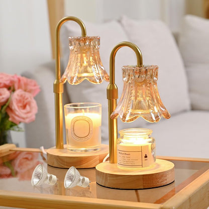 JACKYLED Candle Warmer Lamps 2-Pack, Height Adjustable Fragrance Candle Warming Lamps with 4 Bulbs 35W, 2H/4H/8H Timer and 4-Level Dimmer, Wax Warmer Heater Lamp for Home Decor, Housewarming Gift