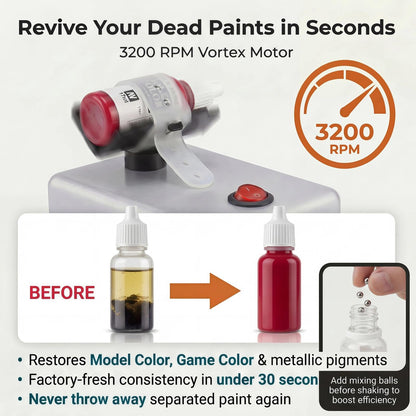 HUBEST Electric Paint Shaker for Model Hobby Kits & Miniatures - Professional Vortex Mixer for Dropper Bottles, Pots & Square Jars - Hands-Free Agitator for Airbrush Paints & Tattoo Inks (3200 RPM)