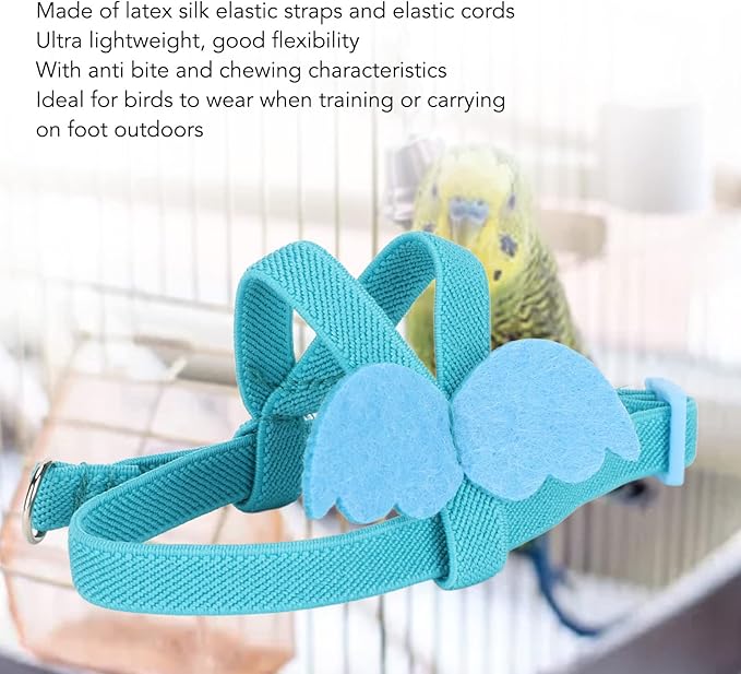 Pet Parrot Bird Harness Leash, Adjustable Parrot Nylon Leash Bird Flight Harness Vest, Bird Flying Clothes with Rope Parrot Flight Suit with Leash for Parakeets Cockatiels Conures Budgies(XS)