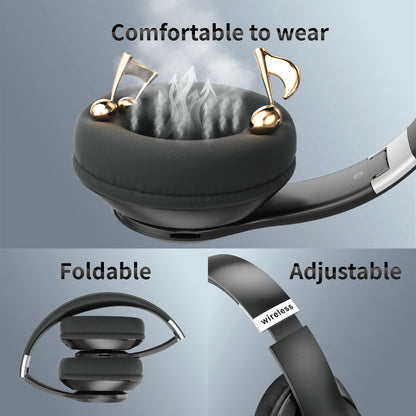 EAORUL Headphones Wireless Bluetooth with Mic, Wireless Headphones Over Ear with Hi-Fi Audio Deep Bass,3.5MM Cable,Soft-Earpads (NO ANC)
