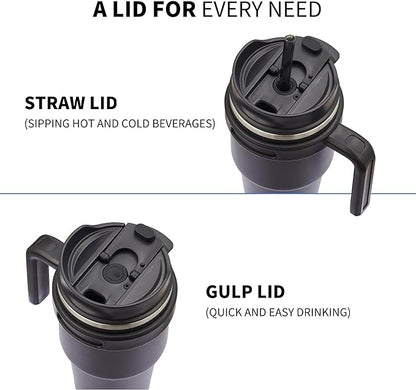 20 oz Insulated Coffee Mug Tumbler with Handle, Stainless Steel Travel Mug Tumbler with Lid and Straw,Double Wall Vacuum Leak Proof Ice Coffee Thermal Cup, Dark Rainbow