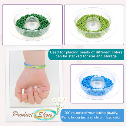 INDIVSHOW Clay Bead Spinner,Seed Beads Kit with 3 Pcs Quick Changed Trays,Beading Needles for Jewelry Making (Wooden)