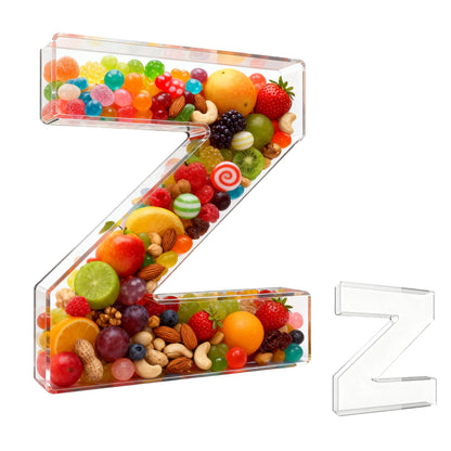 10" Acrylic Letter Charcuterie Tray - Reusable Fillable Alphabet Shape Charcuterie Box, Alphabet Shape Cake Candy Tray for Birthday Anniversary Party Decorations (Letter Z)