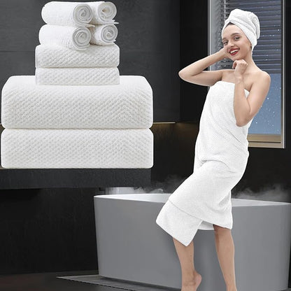 8 Piece Bathroom Towel Set White |2 Oversized Large Bath Towels Sheet, 2 Hand