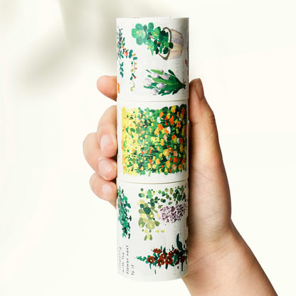 WT Spring Oasis Washi Tape Sticker Set, 3 Rolls, Original Designs, Nature-Inspired Floral Decorative Masking Tape, Wide Craft Tape, Bujo Planner Supplies, Adhesive Wrapping Tape, DIY Paper Tape