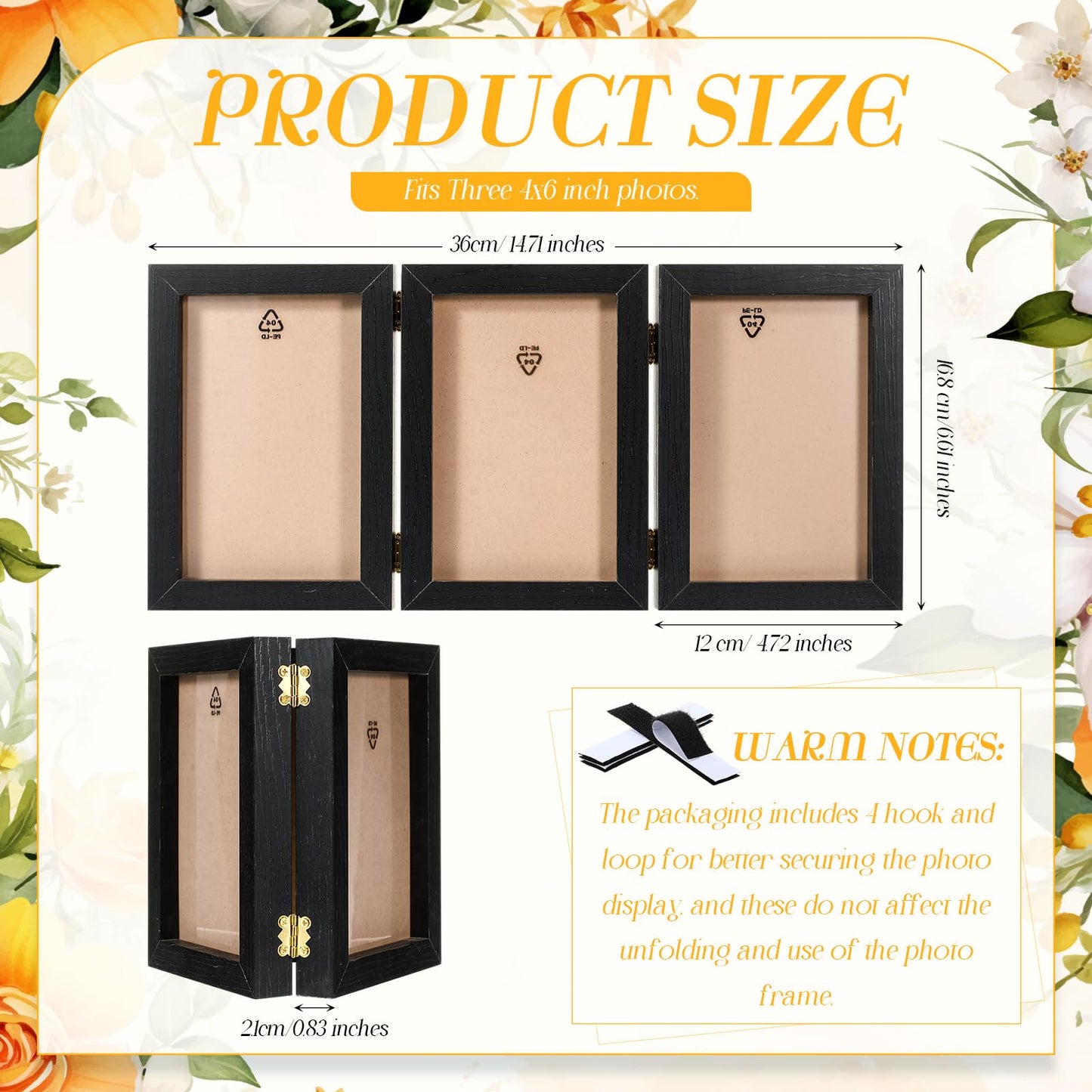 Jetec 8 Pcs Graduation Centerpieces for Tables 4 x 6 Inch Wooden Picture Box Centerpieces Triple Picture Frame Vertical Wood Folding Display Decoration Gift for 2026 Congrats Grad Party Wedding