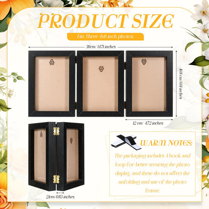 Jetec 8 Pcs Graduation Centerpieces for Tables 4 x 6 Inch Wooden Picture Box Centerpieces Triple Picture Frame Vertical Wood Folding Display Decoration Gift for 2026 Congrats Grad Party Wedding