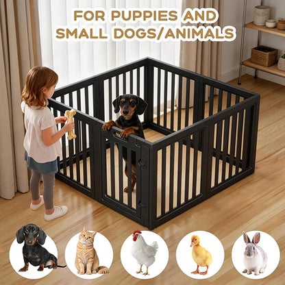 Dog Playpen, Clear Dog Pen, Dog Pen Indoor, Easy to Install and Remove Dog Play Pen, Puppy Playpen Suitable for Dogs, Cats,Dog Playpen Indoor(Black, 23.6 Inch Height, 8 Panels)