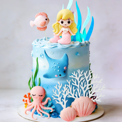 Under the Sea Ocean Birthday Cake Decorations Sea Ocean Party Favor Supplies for Sea Ocean Theme Baby Shower Birthday Party