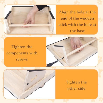 3 Pack Wooden Dog Ramp for Stairs,13L*9W*5H''+26°Slope,Fit for Stair 9-11D''5-7''H,Friendly to Short-Legged/Small/Injured/Aged Dogs with High Support,with Anti-Slip Pads for Climbing Safely
