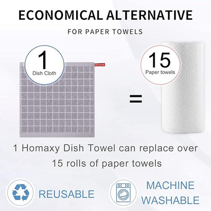 Homaxy 100% Cotton Terry Kitchen Dish Cloths, Ultra Soft and Absorbent Dish