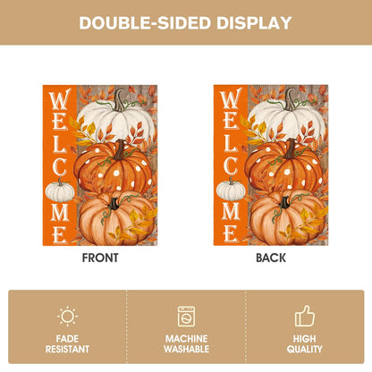 AVOIN colorlife Pumpkin Fall House Flag 28x40 Inch Double Sided Outside