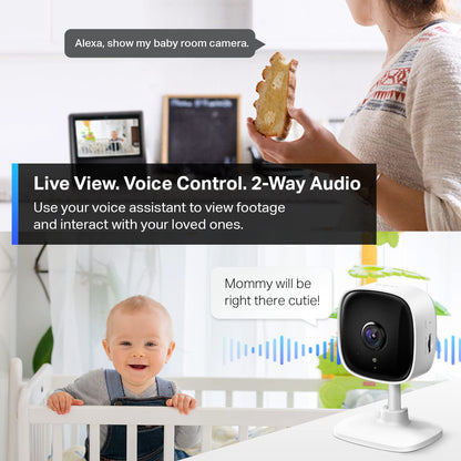 Tapo 2K Indoor Wired Security Camera - Works as a Baby Monitor & Pet Camera, Person/Motion/Baby Cry Detection, 2-Way Audio, Siren, Subscription-Free Local Storage or Optional Cloud, C110P4 (4-Pack)