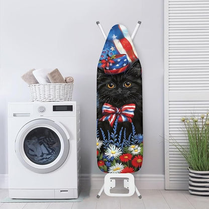 GLENLCWE American Flag Cat Ironing Board Cover Scorch Resistant Patriotic Iron