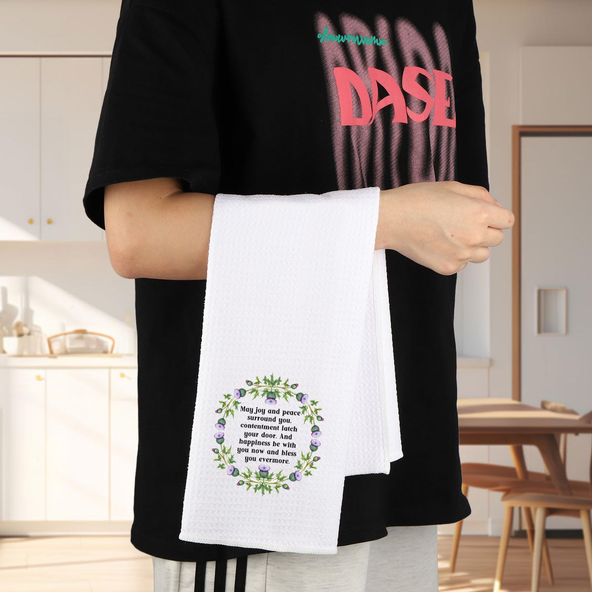 G2TUP Scottish Thistle Kitchen Towel Scottish Blessing Towels Scottish Highlander Gifts Scotland Towel Scottish Blessing Gifts (May Joy)