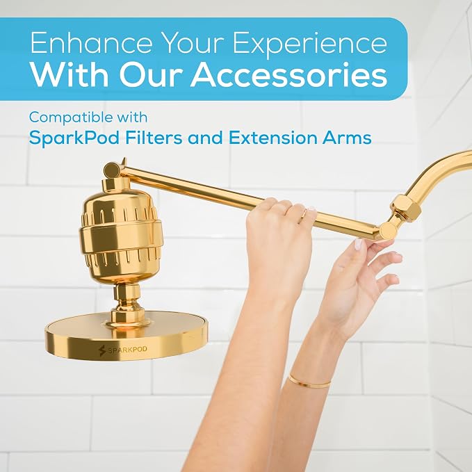 SparkPod Rain Shower Head, 6 Inch Round | High Pressure Shower Heads, 90 Nozzle (Touch-to-Clean), Adjustable Showerhead, No-tool Universal Connection
