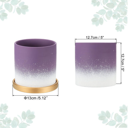 PATIKIL 5.12 Inch Ceramic Plant Pots, Modern Flower Planters Gradient with Drainage Holes for Decorate Home Indoor Plants Succulent Herb, Purple