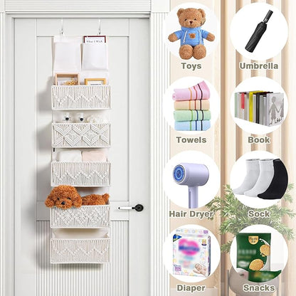 ANTIS'S HOME Over the Door Organizer Macrame Boho Nursery Storage