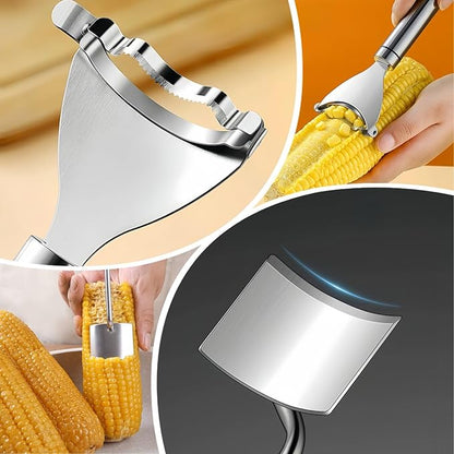 3 Pcs Corn Peeler, Stripper and Holder Set, Stainless Steel Corn Kernel Remover Tool Kit for Corn on the Cob