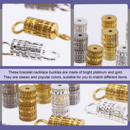 Swpeet 150Pcs 2 Styles Gold Silver White K Barrel Screw Twist Clasp Assortment Kit With and Without Ring for Necklace Bracelet DIY