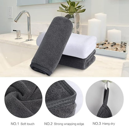 SINLAND Absorbent Coral Velvet Washcloth Ultra Soft Microfiber Face Towels 12 x