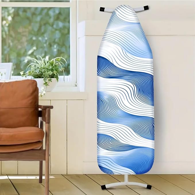 Nuxovilar Blue and White Flowing Wave Lines Ironing Board Cover, This Cover