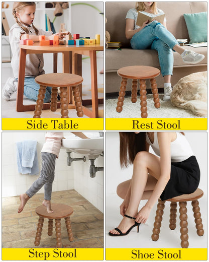 Masupu Solid Wooden Step Stool for Adults Kids, 11 inch Small Foot Stool, Non-Slip One Step Stool, Sturdy Foot Stool for Bathroom, Bedroom, Kichen, Plant Stand(Walnut Brown)