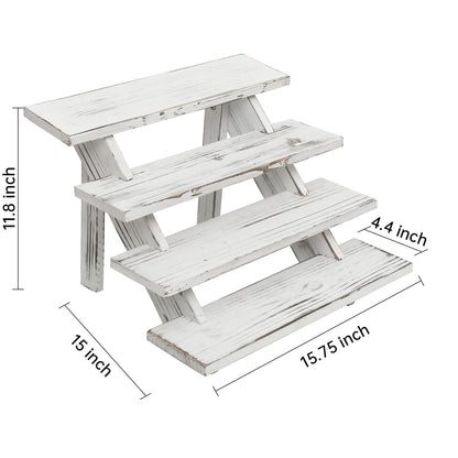 SwallowLiving Wooden Rustic Cupcake Stand for 24 Cupcakes, Stepped Wood Display Stand for Weddings, Tiered Party Table Display Riser for Food , Dessert, Cookie, Decor, Craft Show, White