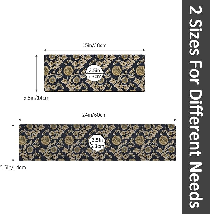 15" X 5.5" Kitchen Sink Splash Guard Faucet Mat Floral Flower Super Absorbent