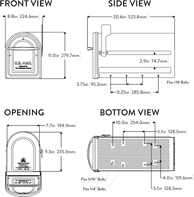 Architectural Mailboxes Mapleton Post Mount Mailbox, Rubbed Bronze, Large | Galvanized steel build for outside with rust-resistant powder-coat finish and a magnetic door closure. USPS approved.