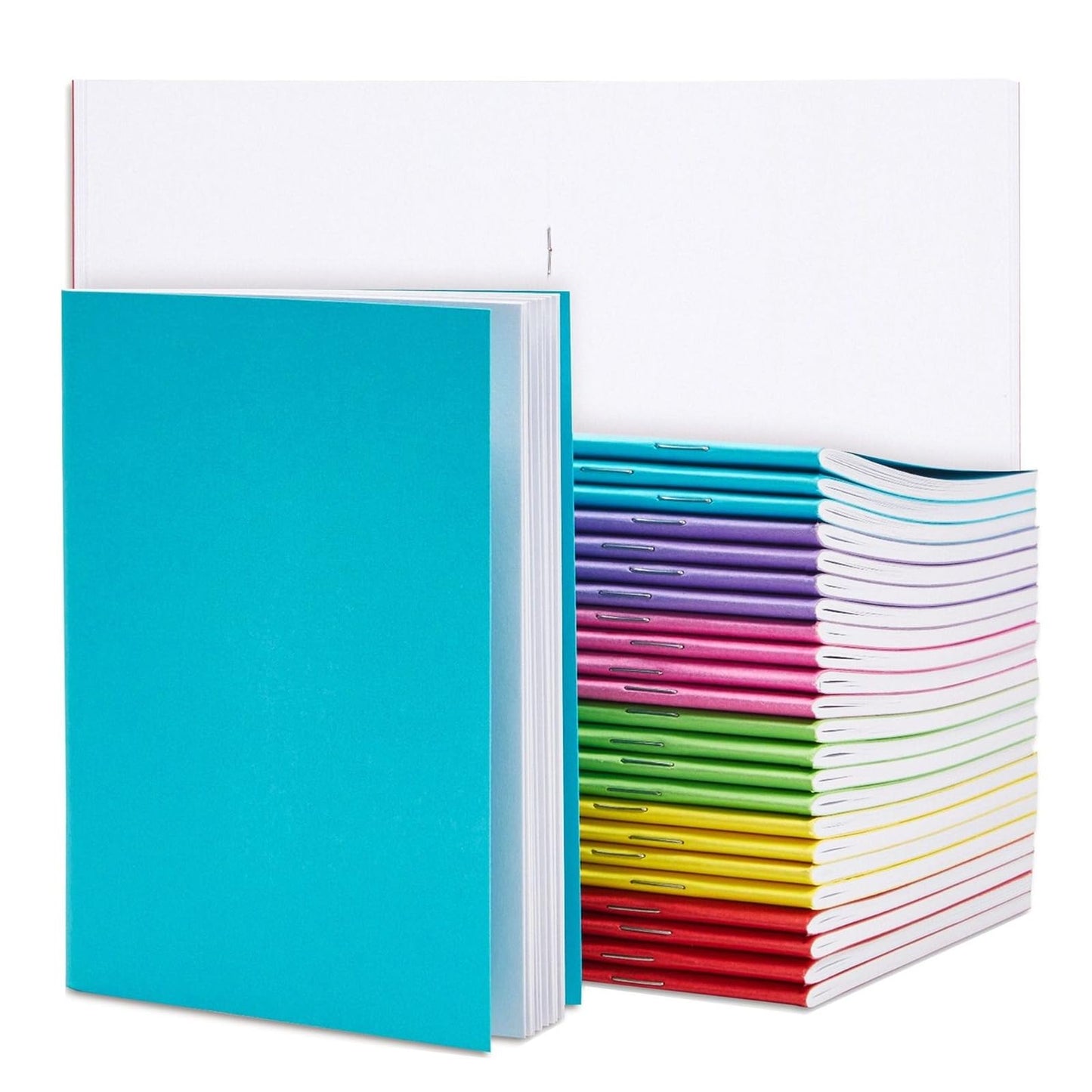 Paper Junkie 24 Pack Blank Books for Kids to Write Stories, A6 Colorful Notebooks Bulk, 4.3x5.5 in Unlined Travel Journals Scrapbooks for Students Sketching
