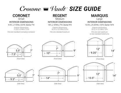 Crowne Vault | Double Urn Vaults for Underground Burial | Holds Two Adult Cremation Urns for Cemetery and Ground Burials | Made in The USA (Marquis, Granite Grey)