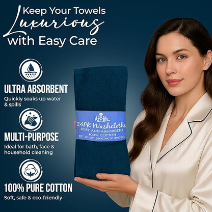 DAN RIVER 24 Pack Wash Cloths for Showering
