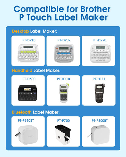 10-Pack TZe-231 TZe 12mm 0.47 Inch Laminated White Compatible for Brother TZe231 TZ-231 Label Tape Work with Ptouch PTD200 PTD202 PTD210 PTD600 PTD400 PTH100 PTH110 PT1280 Label Maker, Black on White