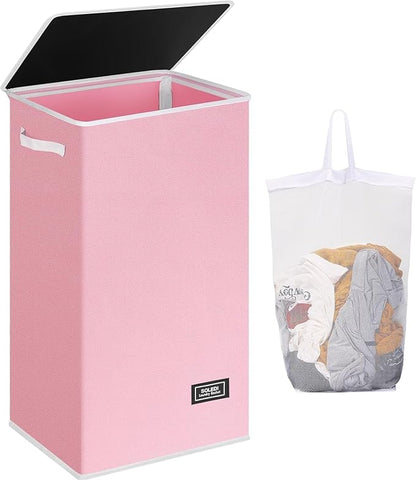 SOLEDI Laundry Hamper with Lid 100L Large & Tall Collapsible Laundry Basket