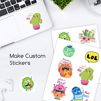 A-SUB Premium Printable Vinyl Sticker Paper for Inkjet Printers, 50 Sheets Matte White Waterproof Sticker Paper 8.5x11 Inch for Making Your Own Stickers at Home